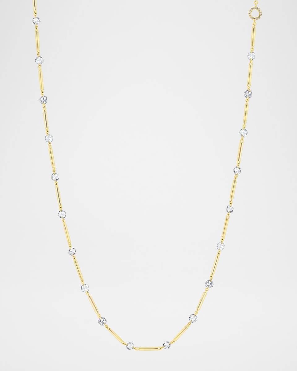 18K Yellow Gold Diamond Station Necklace, 16"-18"L, 4.6ctw